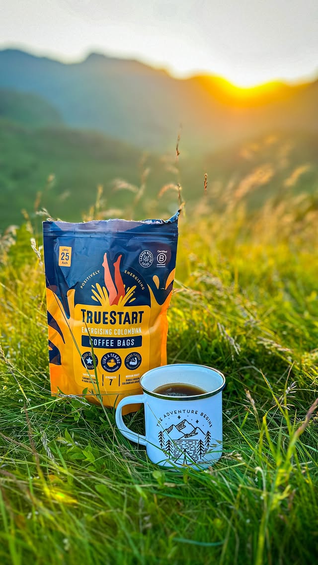 Instagram post by @nat_swarbs for TrueStart Coffee. Caption reads: [...] {AD} #TeamTrueStart, #TrueStartCoffee....