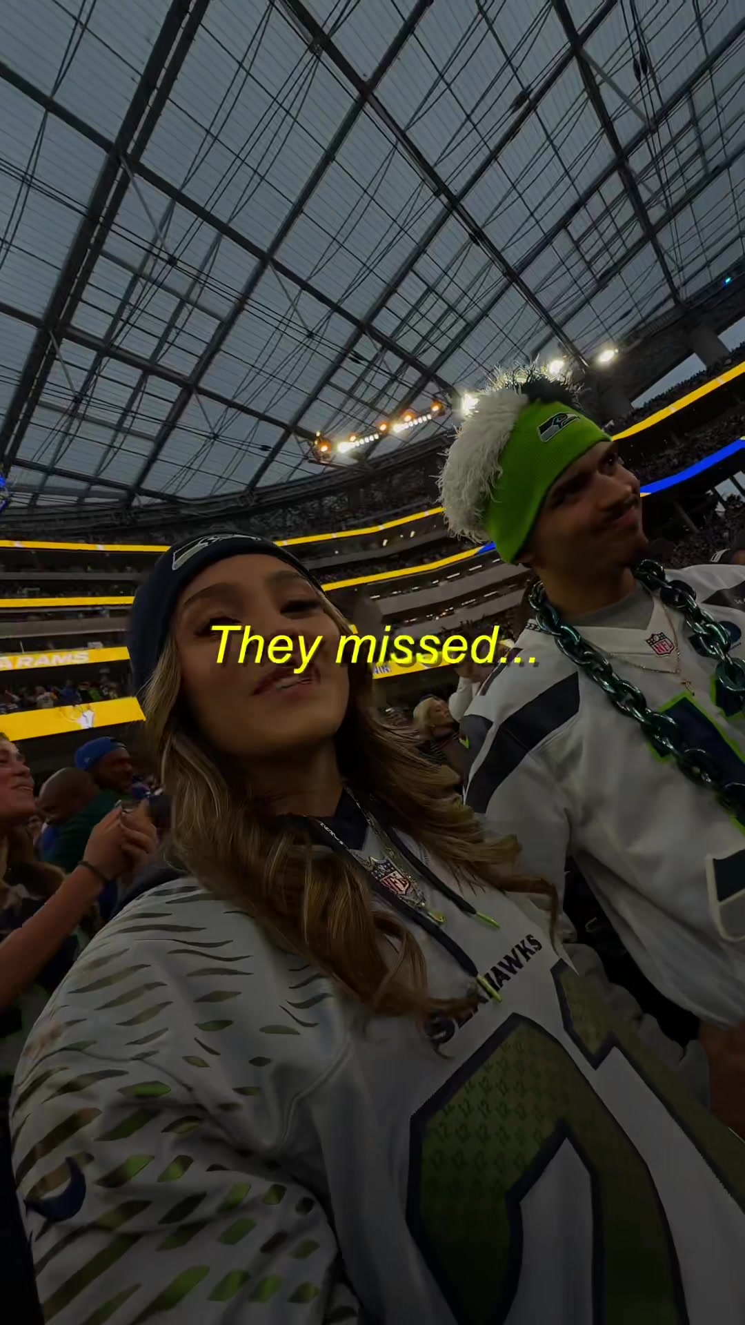 TikTok post by @nely_cuevassss for SeatGeek. Caption reads: THIS IS UR SIGN TO GO TO A FOOTBALL GAME and use....