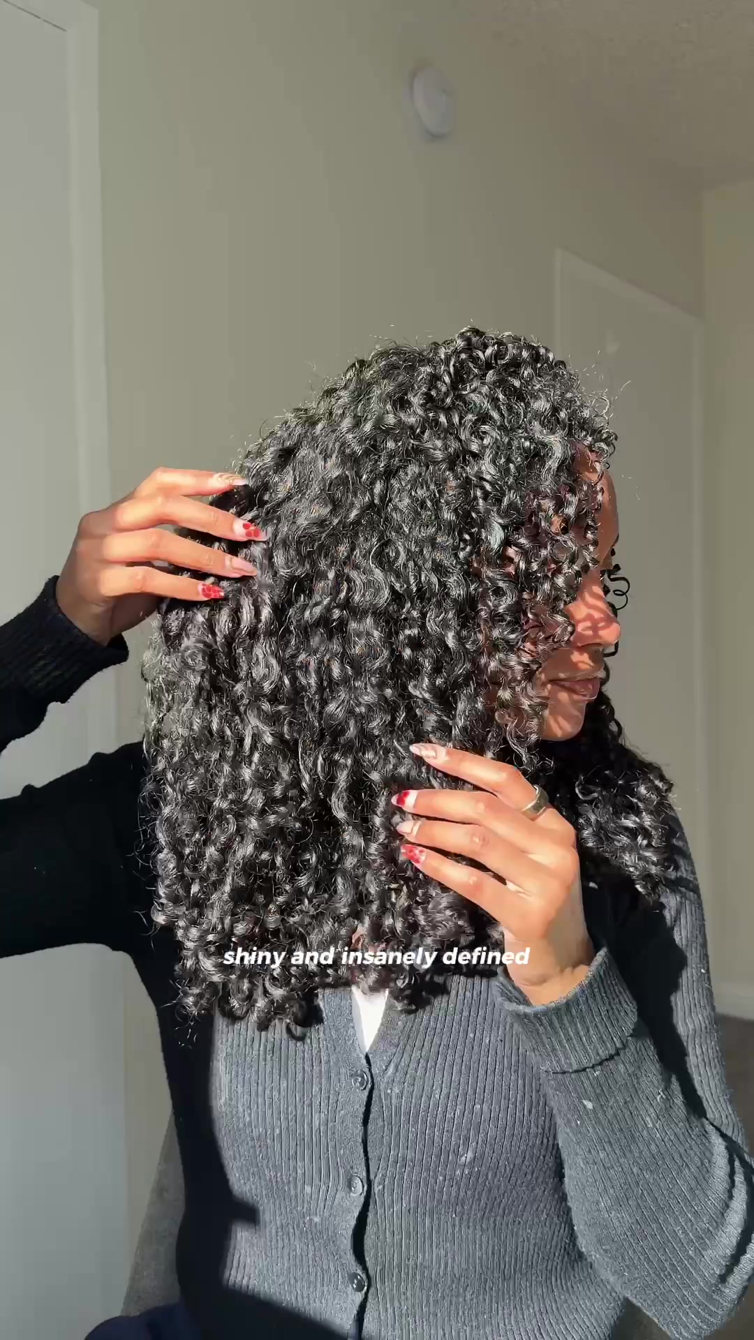 TikTok post by @jazmineugc for DevaCurl. Caption reads: NEVER skip the gel cast 💅🏾 @DevaCurl Jumbo Ultra....