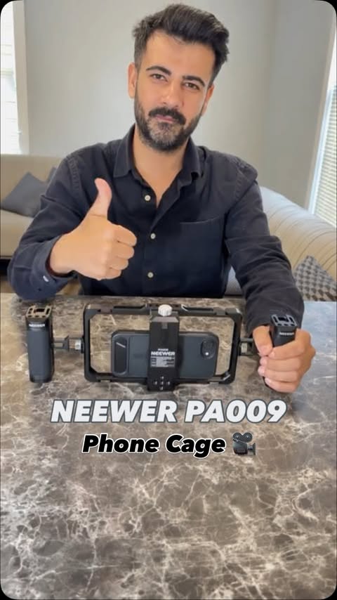 Instagram post by @conneroruc for NEEWER. Caption reads: [...] with my phone… 😩📱 Then I tried the NEEWER....
