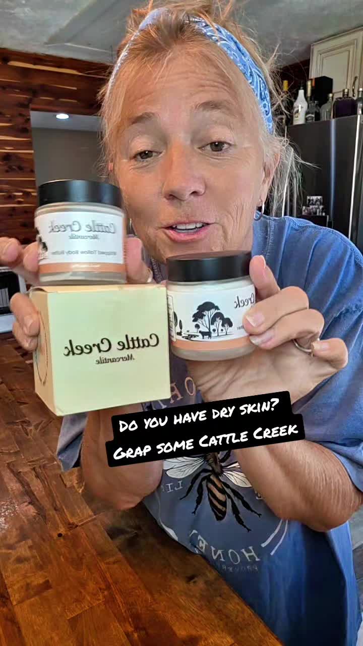 TikTok post by @truckers_wife23 for Cattle Creek. Caption reads: I've been using Cattle Creek Tallow lotion for a....