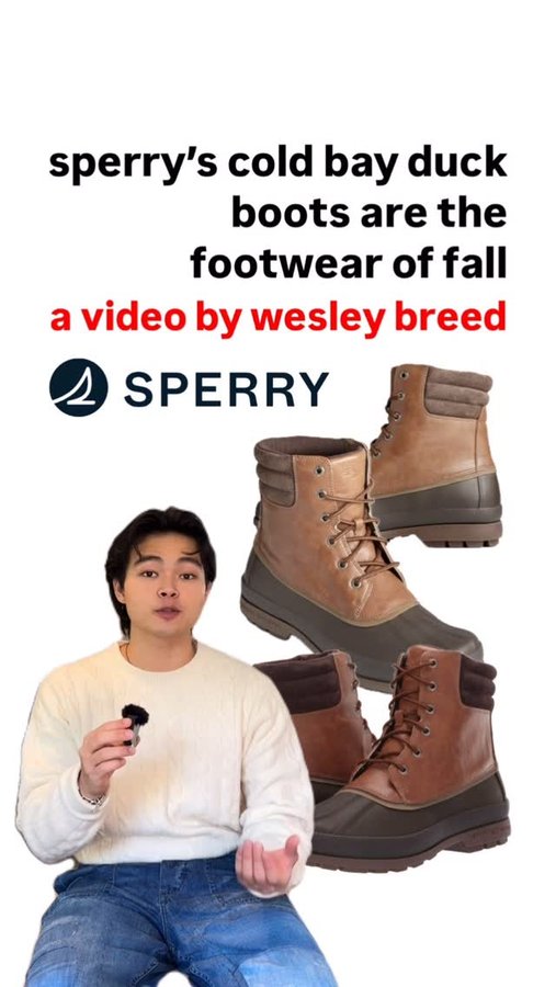 Instagram post by @wesly for Sperry. Caption reads: What’s your go-to footwear for fall? Mine? The....
