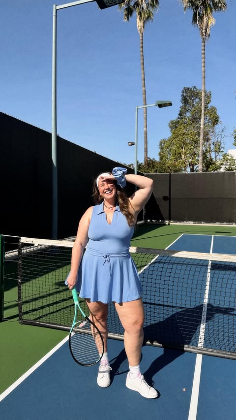 Instagram post by @fittybritttty for Beyond Yoga. Caption reads: [...] in a cute new tennis outfit from @beyondyoga....
