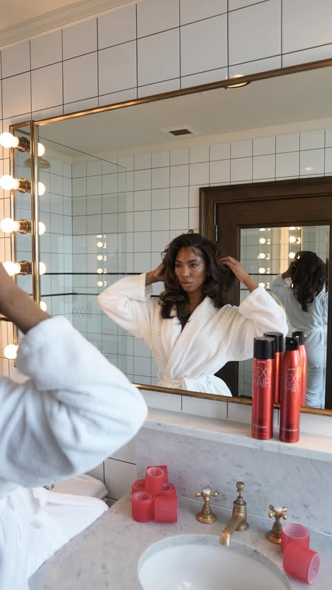 Instagram post by @tatianaelizabethh for SexyHair. Caption reads: A little lift, a little hold 🤎 it’s giving....