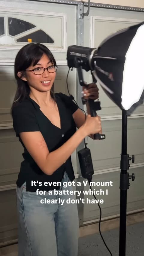 Instagram post by @moni.m0v for Aputure. Caption reads: [...] kit! The Storm 80C from @aputure.lighting is....