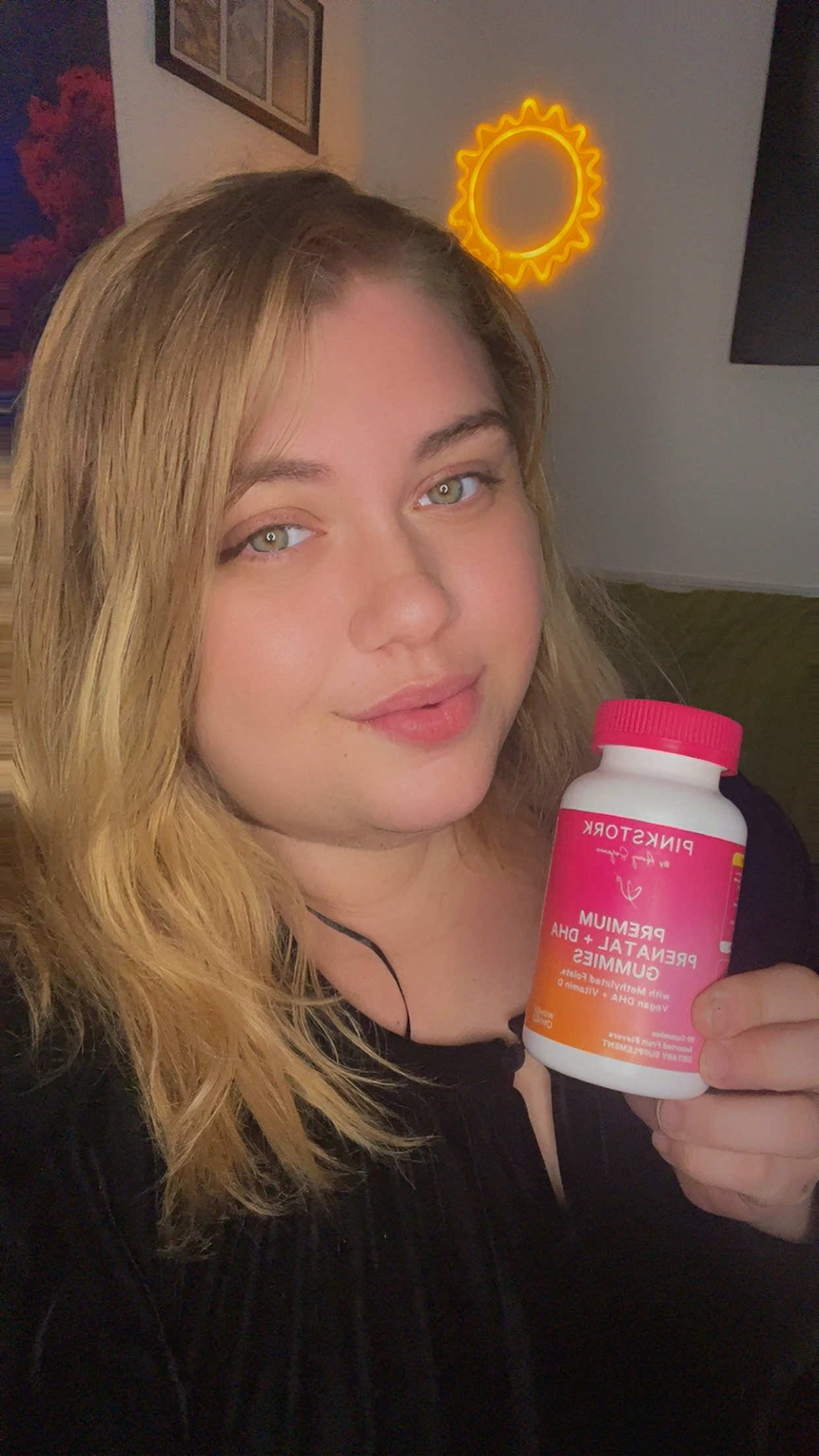 TikTok post by @the_pr_baddie for Pink Stork. Caption reads: [...] prenatal game! ✨ I've been loving the....