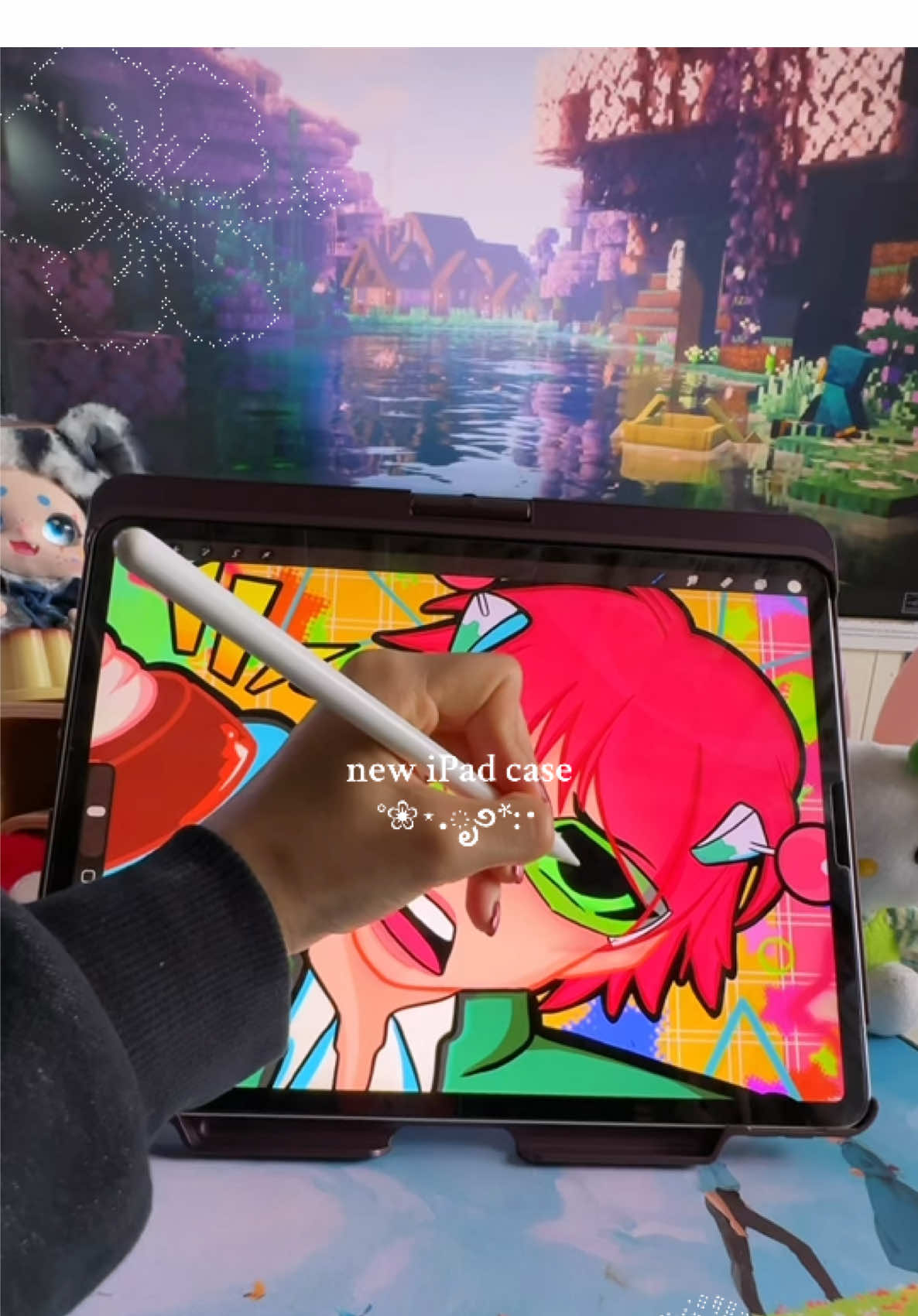 TikTok post by @nenideni for Typecase. Caption reads: [...] digital art 🎨 #ipadcase #ipadkeyboard....