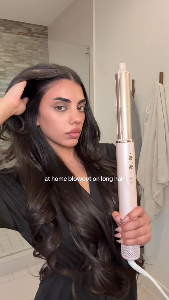 Instagram post by @sanagilani for T3 Micro. Caption reads: at home blowout curls using the @t3micro aire 360....