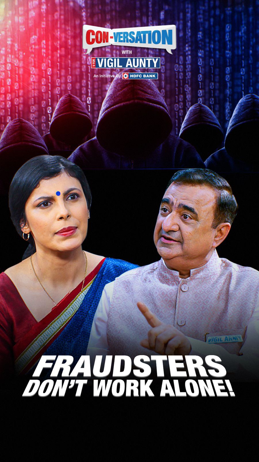 Instagram post by @vforvigilaunty for HDFC Bank. Caption reads: Fraud is not a one-man-show! ❌​

In Episode 8 of....
