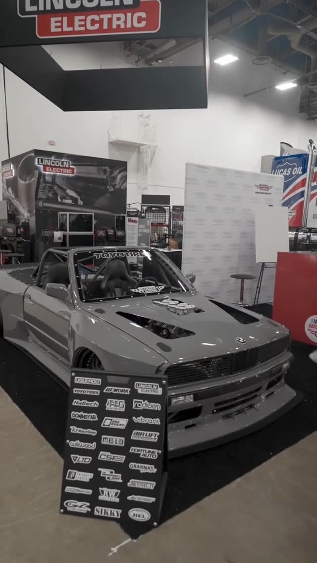 Instagram post by @cam.cocalis for Lincoln Electric. Caption reads: Full reveal of my E30 tomorrow in the....