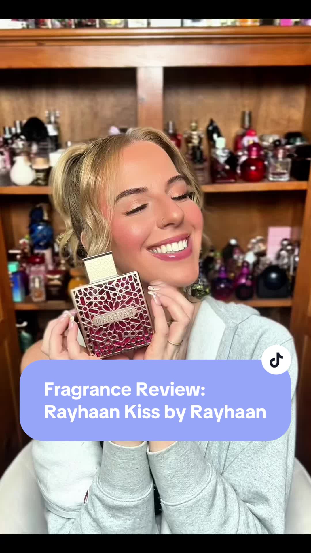 TikTok post by @tara.s.perfume for Beauty House. Caption reads: [...] Kiss by Rayhaan @Rayhaan Perfumes....