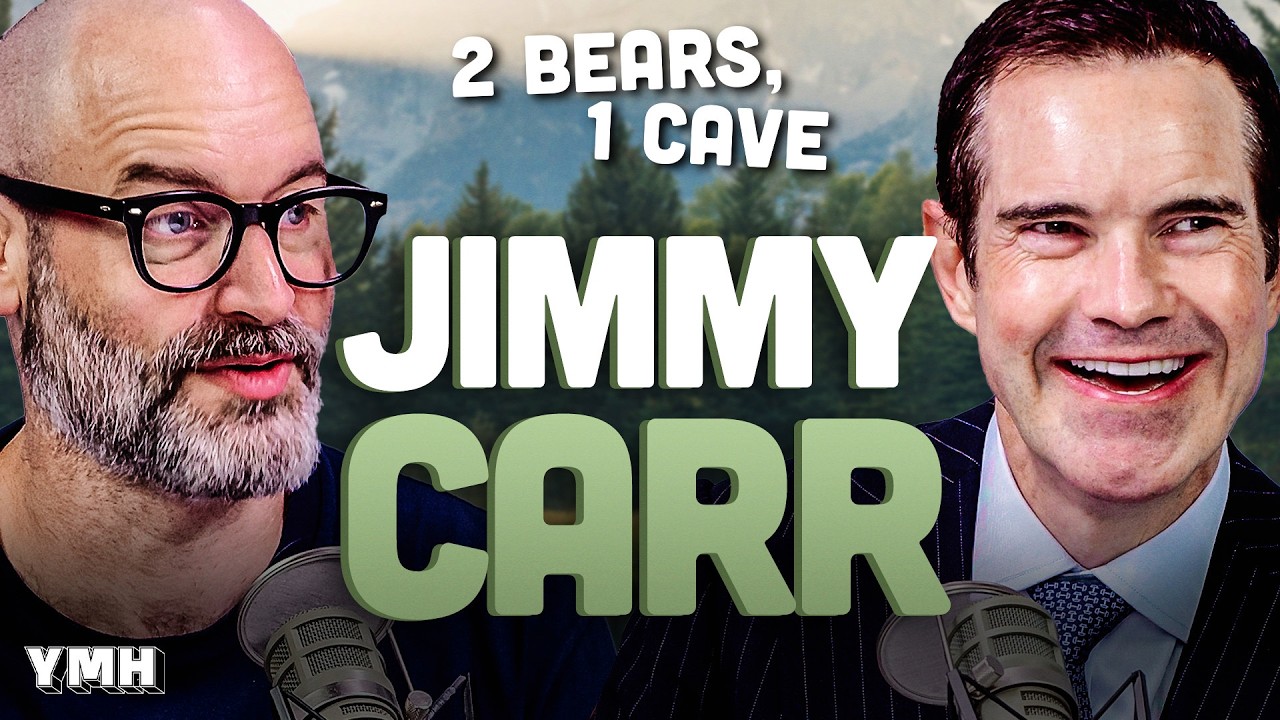 YouTube post by @YMHStudios for hims. Caption reads: Phones Are Making You Unfunny w/ Jimmy Carr | 2....