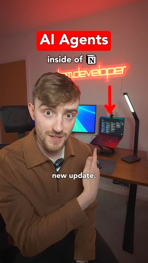 Instagram post by @tom.developer for Notion. Caption reads: Notion Custom Agents allow you to build and run....