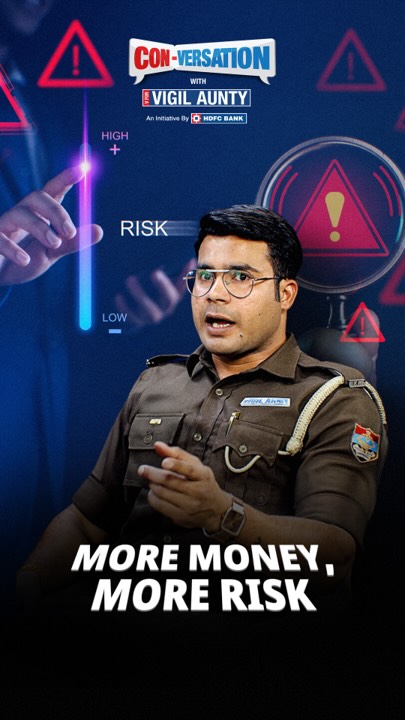 Instagram post by @vforvigilaunty for HDFC Bank. Caption reads: [...] ​#VigilAunty #HDFCBank.