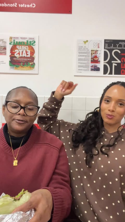 Instagram post by @zeenaxena for Five Guys Burgers & Fries. Caption reads: AD come with me and my mum to try @fiveguysuk....
