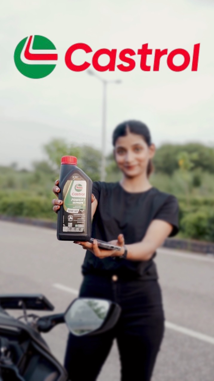 Instagram post by @biker._babe for Castrol. Caption reads: It's more than just engine oil, it's
confidence....