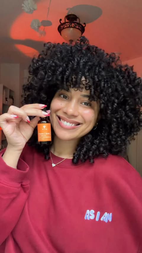 Instagram post by @love_elainne for As I Am. Caption reads: I love this serum from @asiamnaturally SO GOOD🧡🧡....