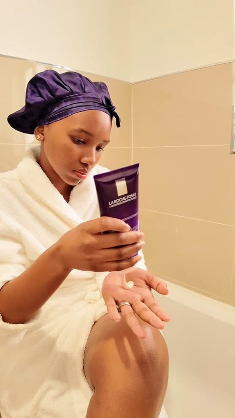 Instagram post by @ntandooz for La Roche-Posay. Caption reads: [...] trying out a new product 🤭 the....