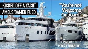 YouTube post by @YachtReport for WeTransfer. Caption reads: Kicked Off a Superyacht: Why Amels/Damen Didn’t....