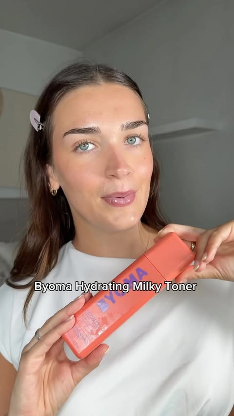 Instagram post by @madisonlhandleyy for BYOMA. Caption reads: 1 pump challenge ✨ The @byoma Hydrating Milky....
