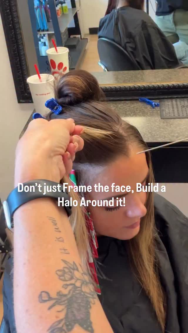 Instagram post by @colourauthority for MODERN SALON. Caption reads: Don’t just Frame the face build a halo around....