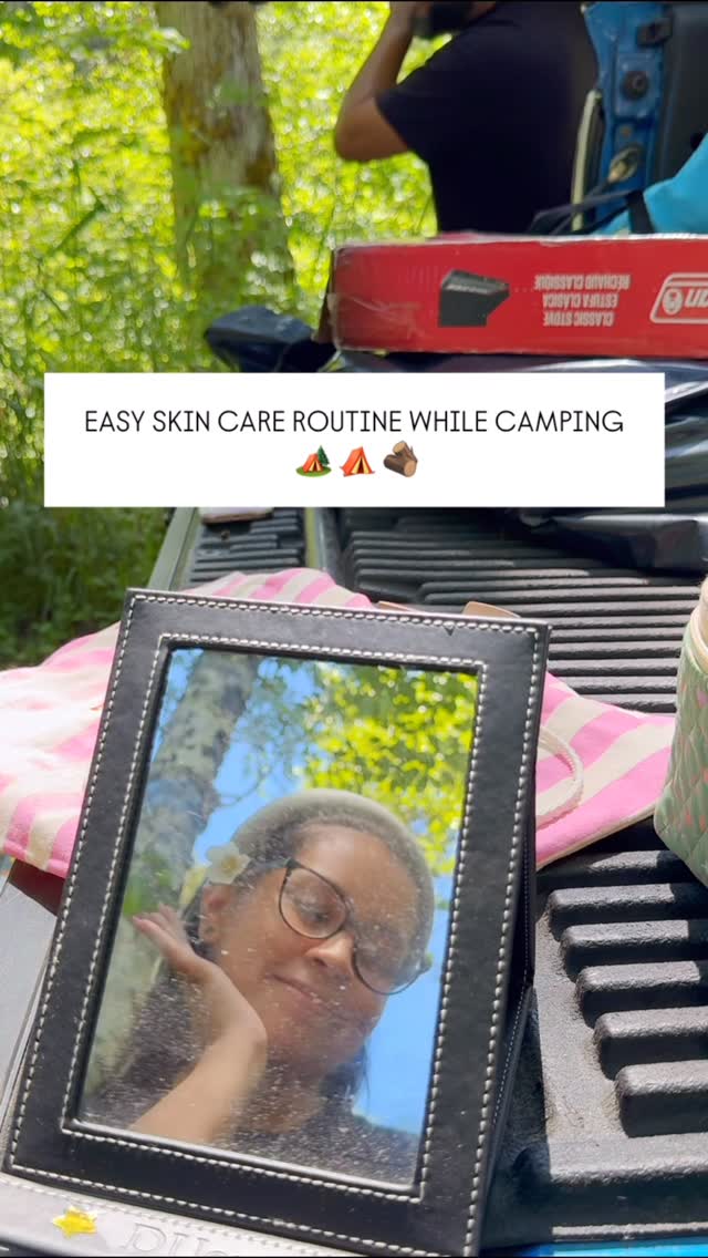 Instagram post by @yummysvanity for Saturday Skin. Caption reads: Life is best when you’re camping.🏕️☀️🪵 

• Are....