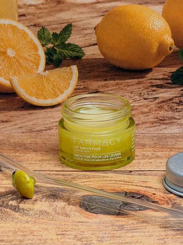 Instagram post by @muaythaijody for Farmacy Beauty. Caption reads: [...] Lemon Mint Lip Smoothie from @farmacybeauty....