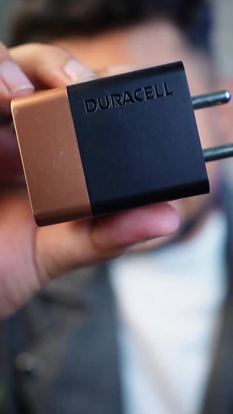 Instagram post by @tech_on_trend for Duracell. Caption reads: One Charger for All Devices ⚡ | Duracell 65W Fast....