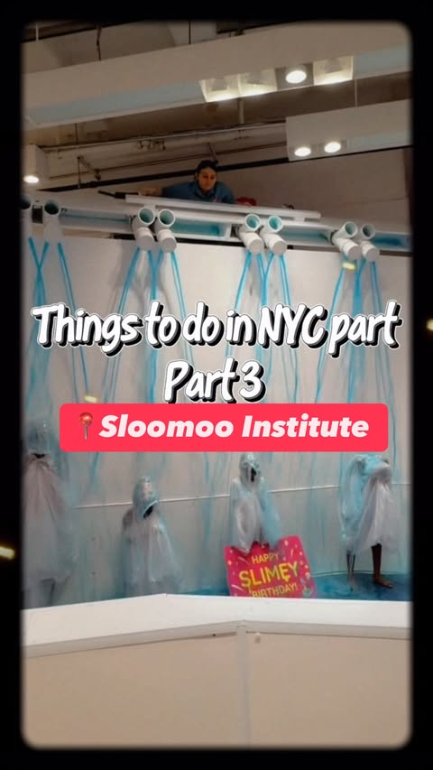 Instagram post by @thebambiifamily for Sloomoo Institute. Caption reads: [...] of slime? 👇💚 #thebambiisisters....