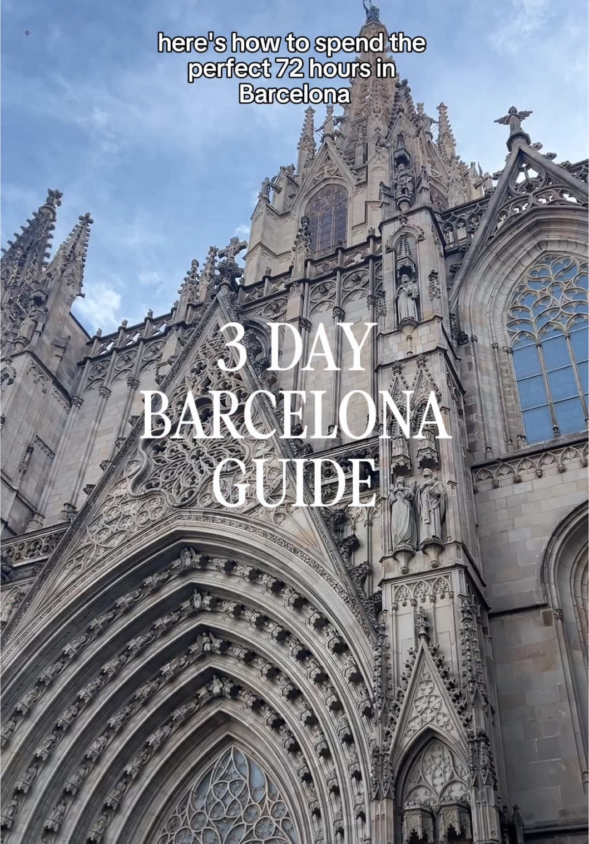 TikTok post by @postcardsfrompeyton for Skyscanner. Caption reads: Only have 3 days to explore Barcelona? I’ve got....