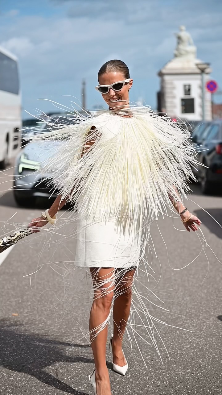 Instagram post by @ninasandbech for JIL SANDER. Caption reads: Obsessed with my @jilsander look🤍 #cphfw ad/tags....