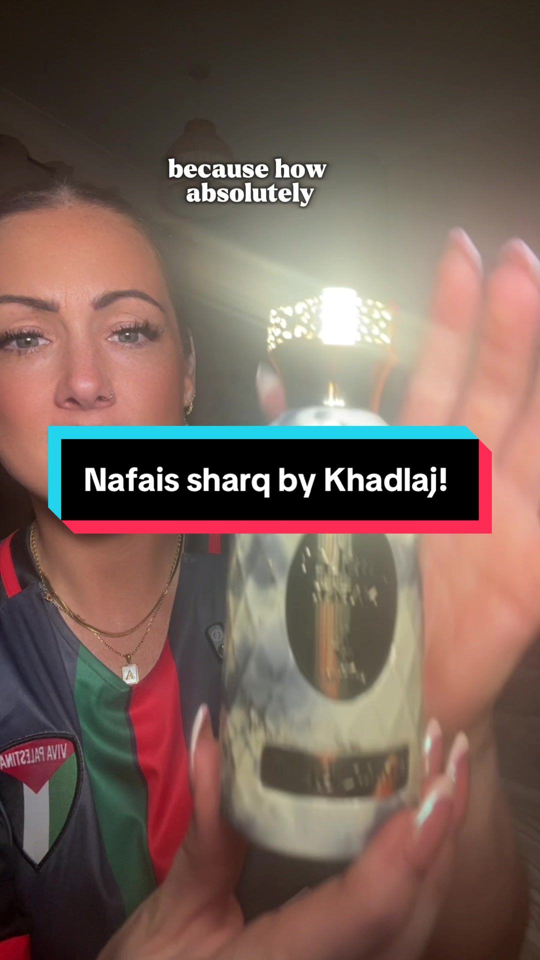 TikTok post by @charli_scenterella for French Arabian Perfumes. Caption reads: Timeless elegance from @Khadlaj Perfumes Nafais....