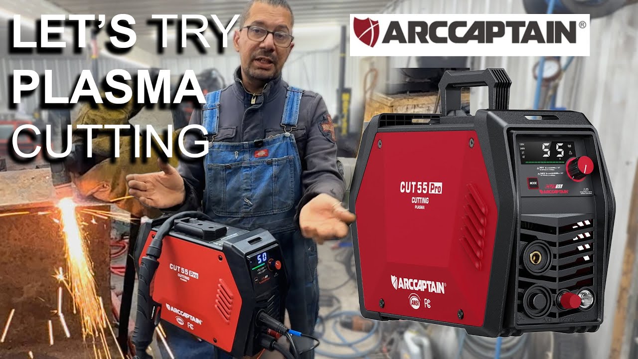 YouTube post by @RustyBeauties for Arccaptain. Caption reads: Arccaptain CUT55Pro - Plasma Cutter - Let's try it.