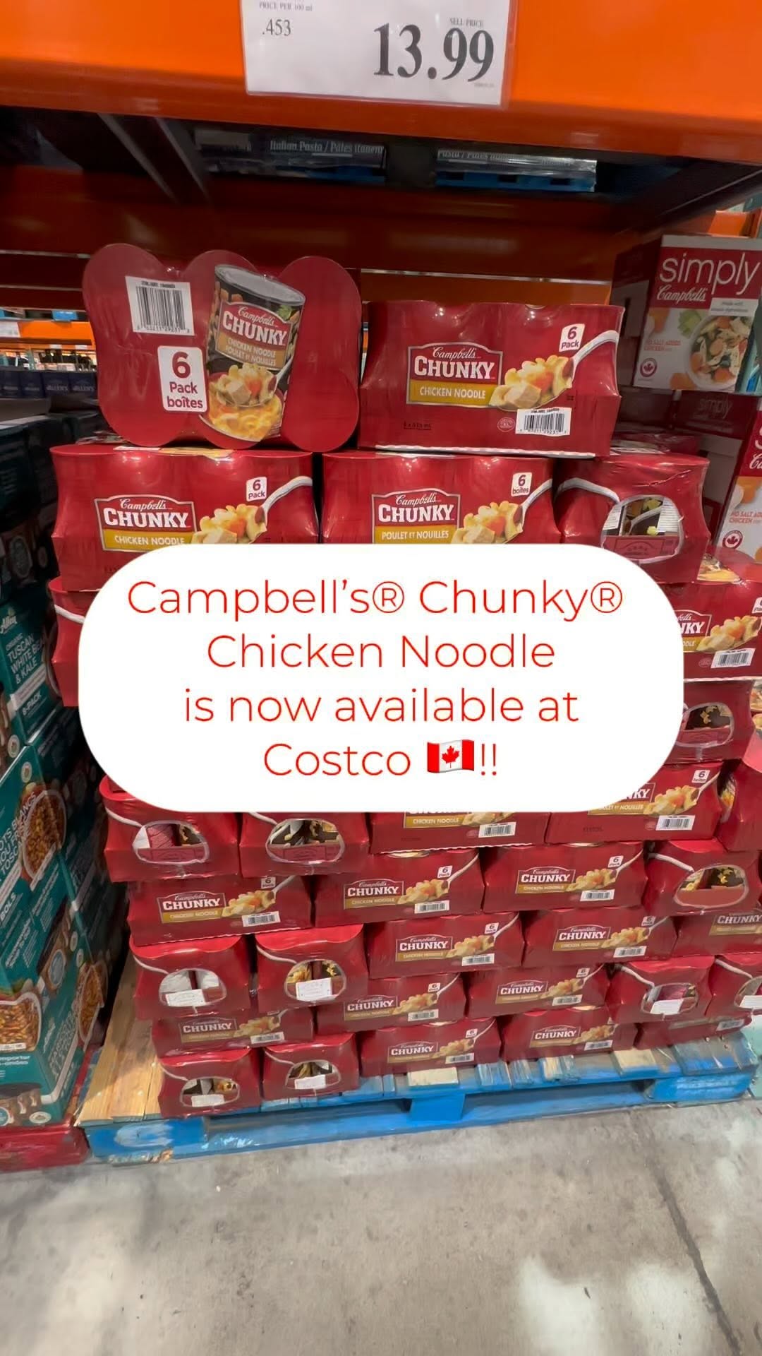 Instagram post by @costcofindscanada for Campbell's. Caption reads: 🚨 NEW FIND!
‌
Campbell’s® Chunky® Chicken Noodle....