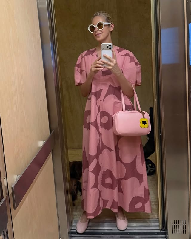 Instagram post by @kellyrutherford for Marimekko. Caption reads: Ad| Its a @marimekko summer! 🤍☀️.