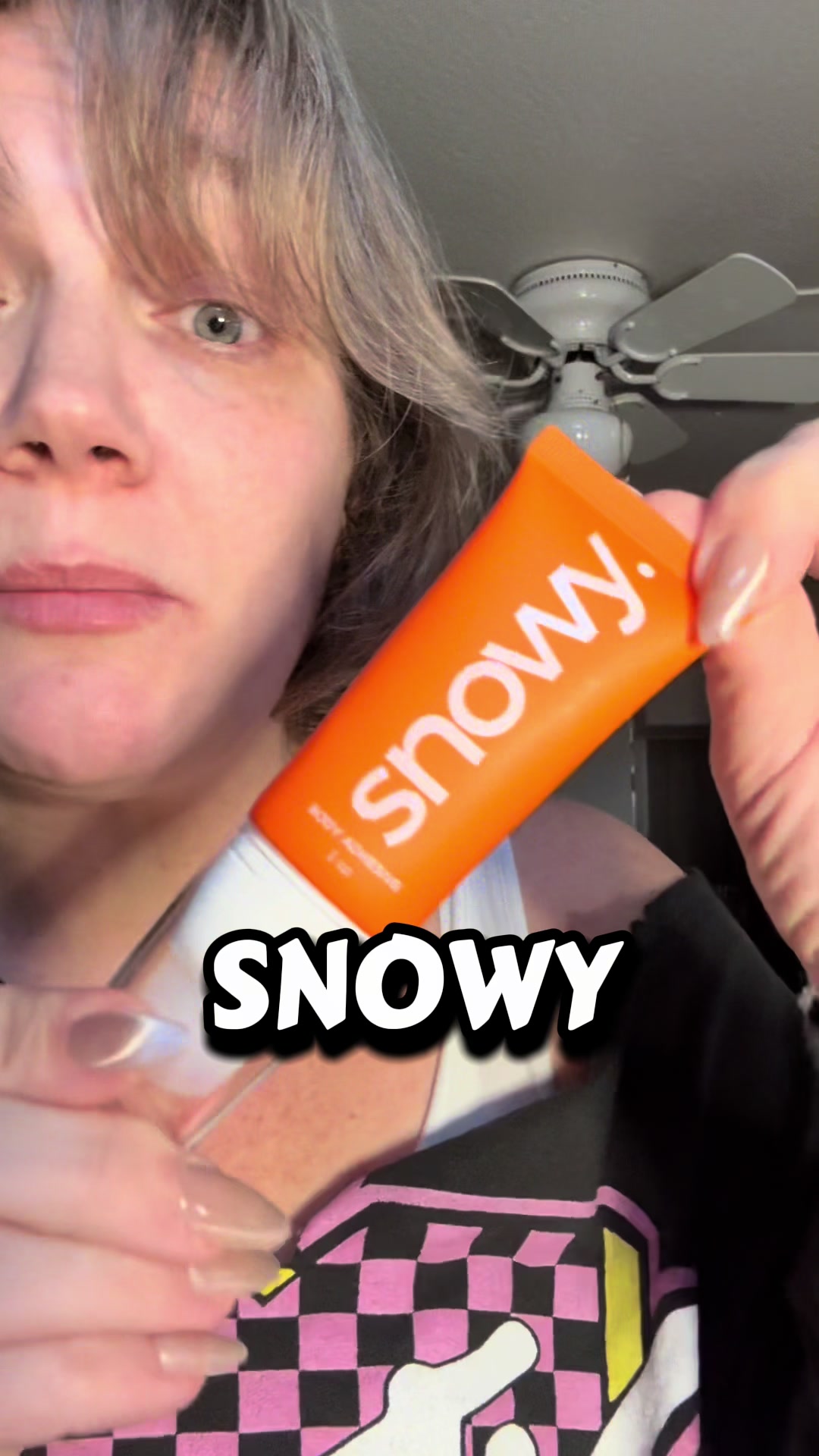 TikTok post by @ashestoo for Snowy Care. Caption reads: Grab @Snowy Care’s Body Adhesive for the times....