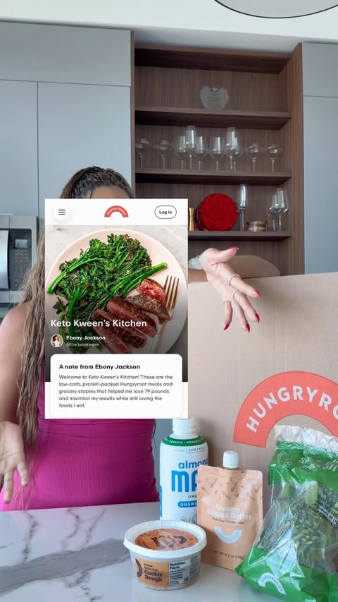 Instagram post by @the.ketokween for Hungryroot. Caption reads: Introducing my @hungryroot cookbook Keto Kween’s....