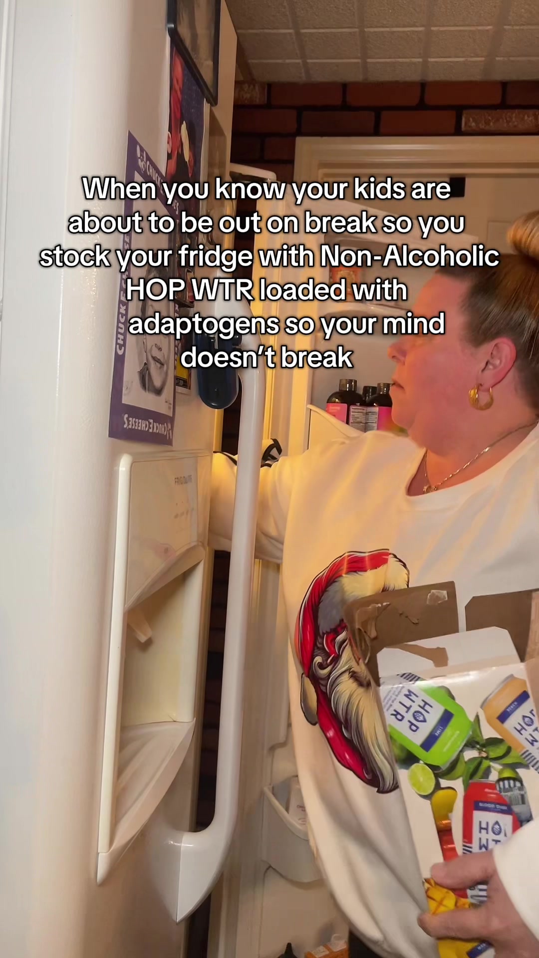 TikTok post by @megsskindeep7 for Hopwtr. Caption reads: @HOP WTR #hopwtr #nonalcoholicdrink #adaptogens....