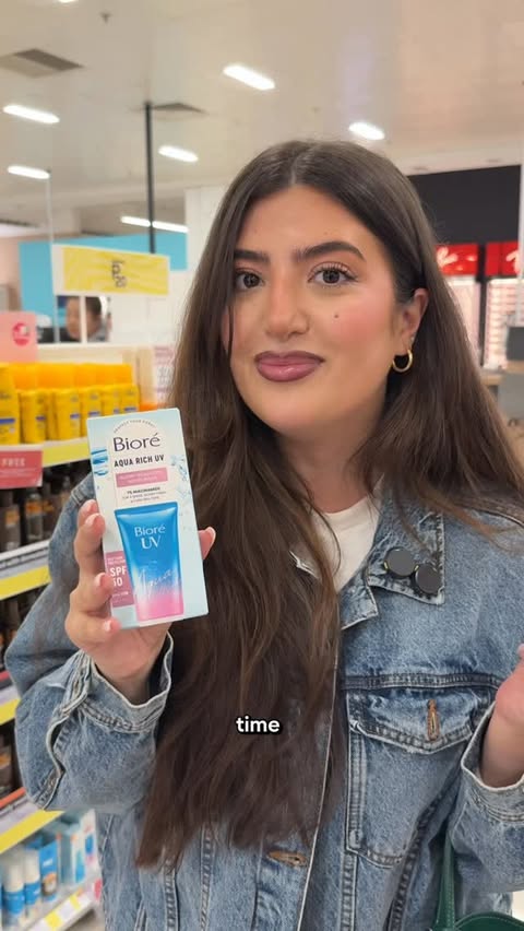 Instagram post by @beautybynori_ for Bioré. Caption reads: [...] number 1 sunscreen had a glowy upgrade....