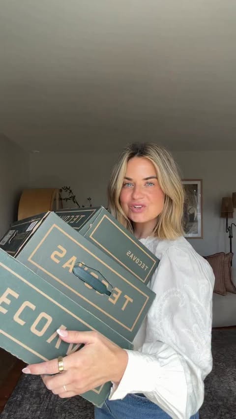 Instagram post by @lindseystackhouse_ for Tecovas. Caption reads: Matching family cowboy boots. The toddler ones....