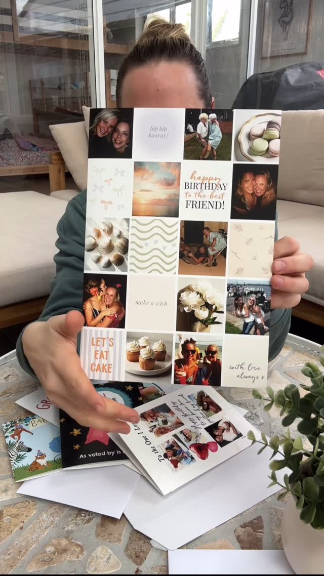 Instagram post by @thegoldenmalas for Moonpig. Caption reads: Finally a card your family and friends can cherish....