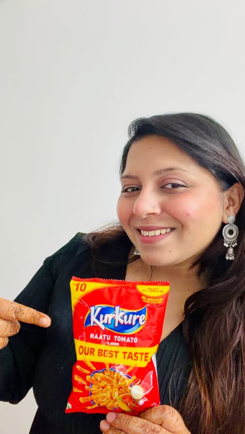 Instagram post by @beingnikithagandhi for Kurkure. Caption reads: [...] Definitely worth standing by. 😌🍅 NEW....