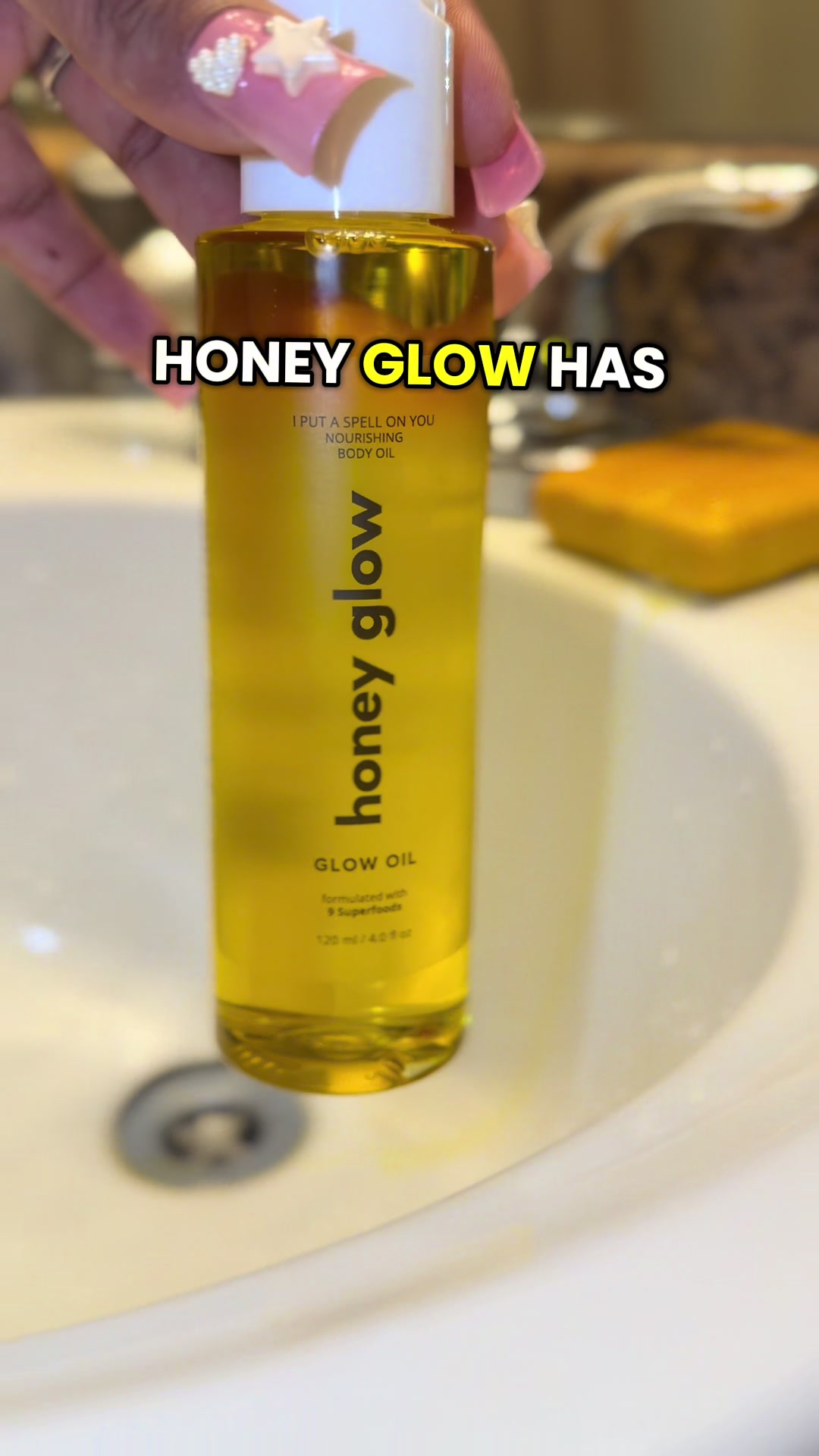 TikTok post by @glambeatzbyzee for Honey Glow. Caption reads: @Honey Glow you did put a spell on me with this....