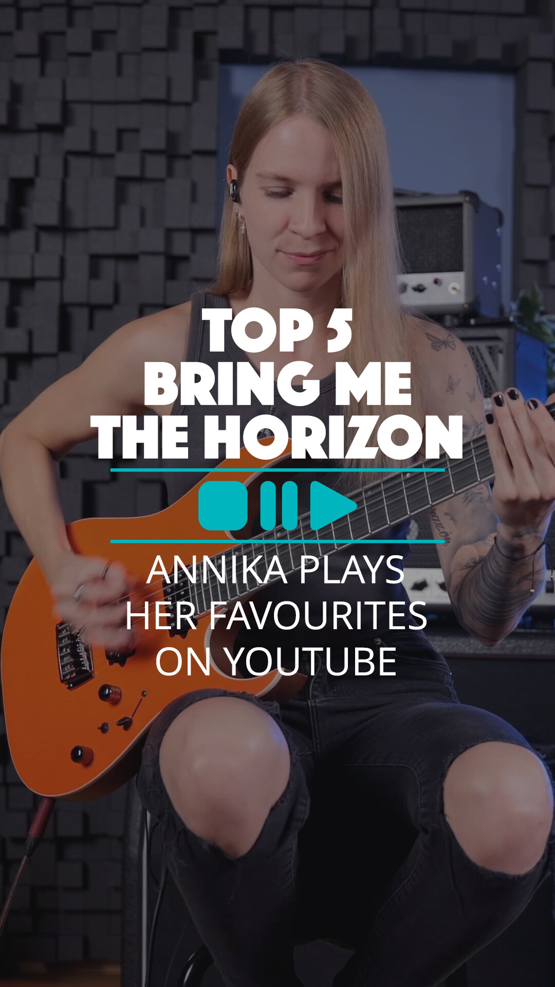 Instagram post by @anniii_ja for Thomann. Caption reads: Annika performs her Top 5 Bring Me The Horizon....