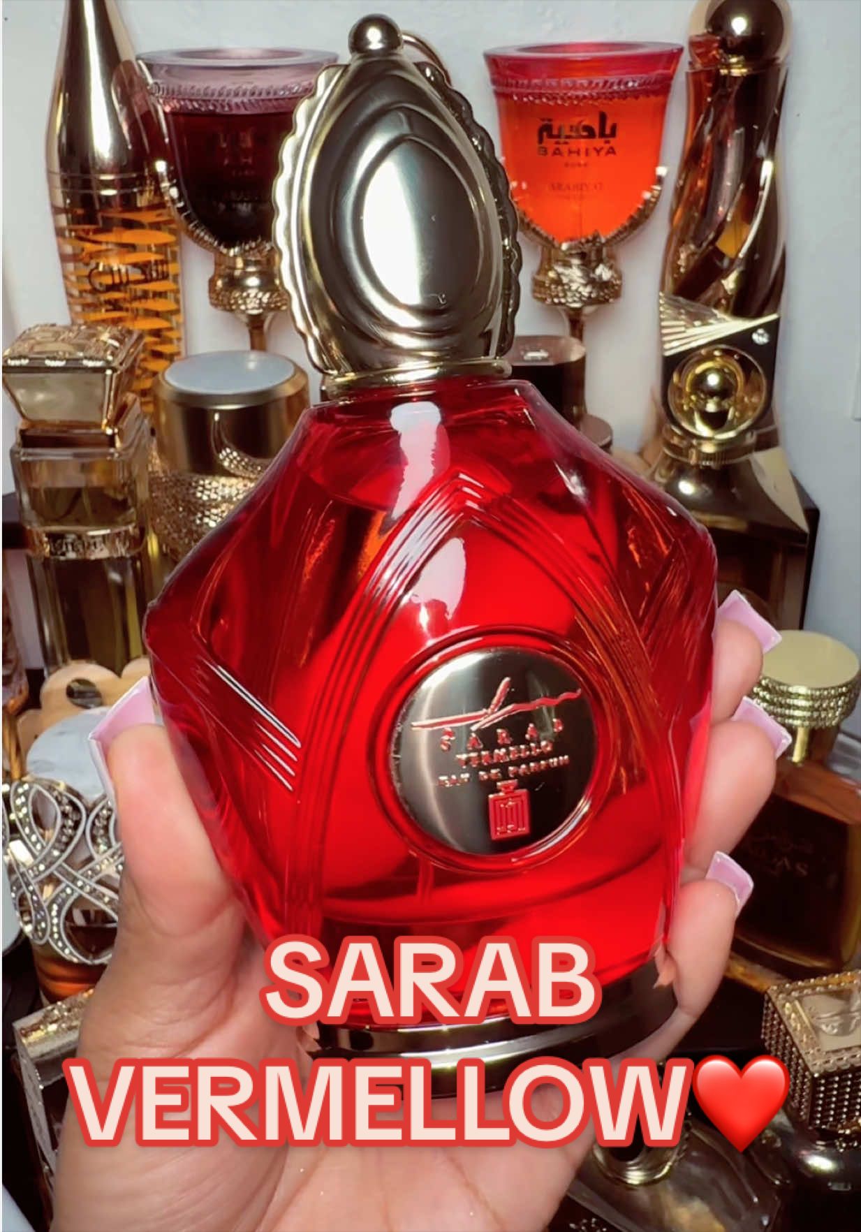 TikTok post by @perfumelatina for Intense Oud. Caption reads: @Intense Oud ❤️ Sarab Vermellow is a fruity sharp....