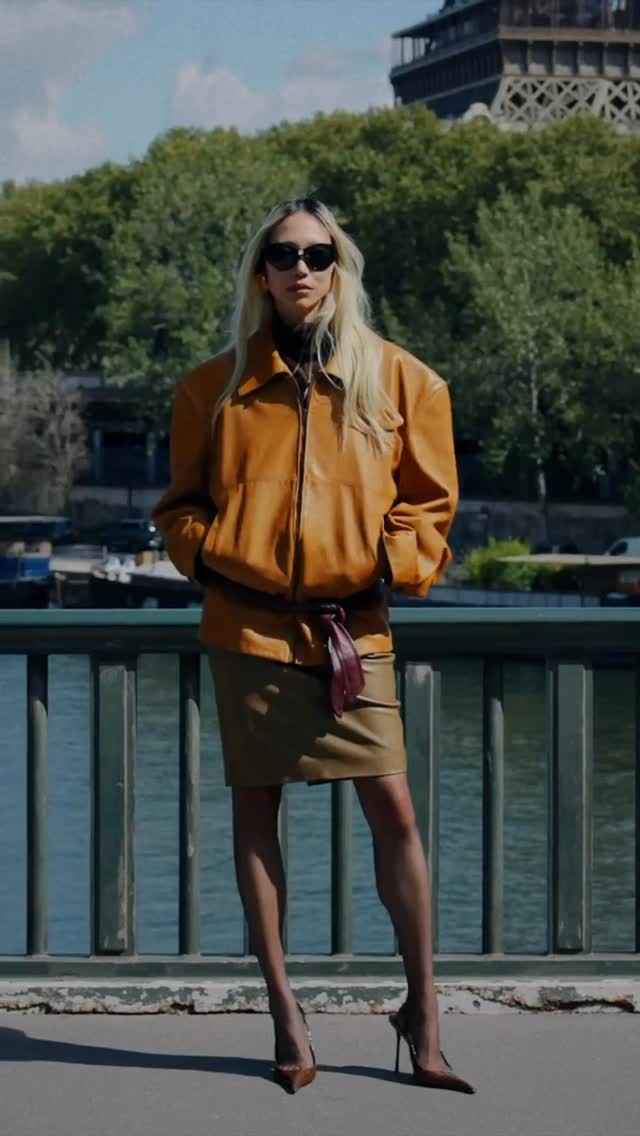 Instagram post by @soojoo for Mytheresa. Caption reads: Sharp, sleek, sculpted. Step into the....