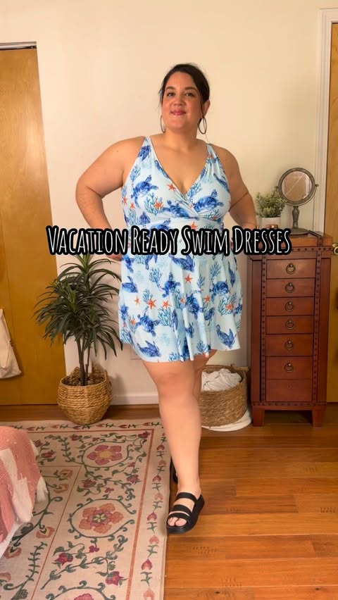 Instagram post by @laura.m.clifford for BloomChic. Caption reads: [...] is here and these swim dresses from....
