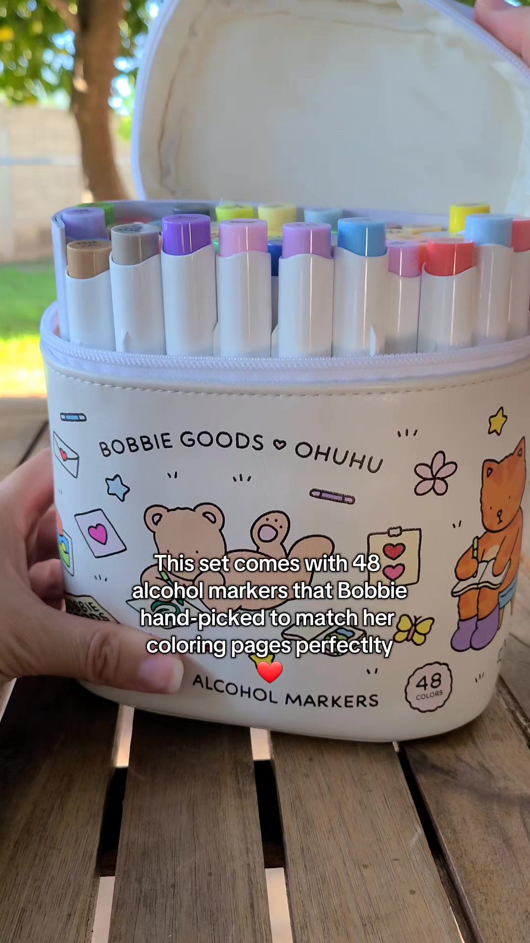 TikTok post by @mireyacolors for Bobbie Goods. Caption reads: Ohuhu x Bobbie Goods marker set restocks Dec. 2nd....