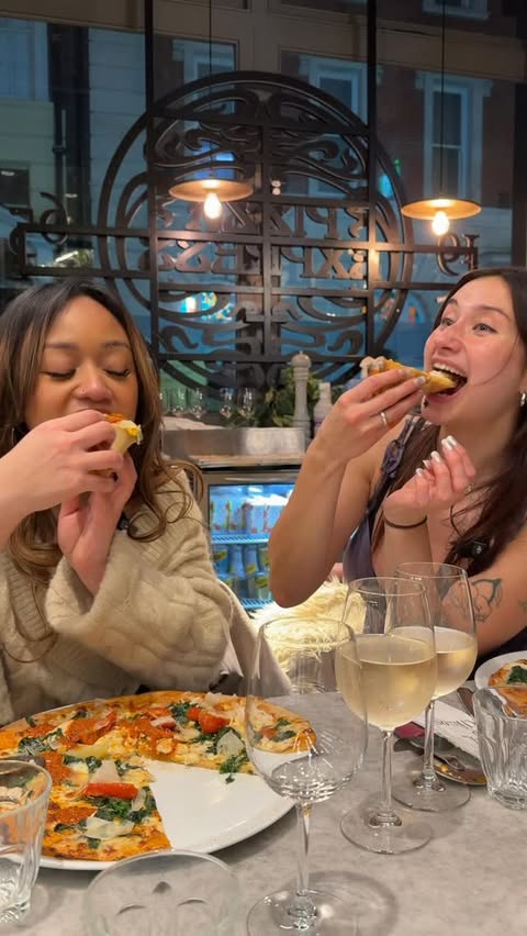 Instagram post by @luvjusdates for PizzaExpress. Caption reads: who are you sharing a Marry Me Chicken pizza with?....