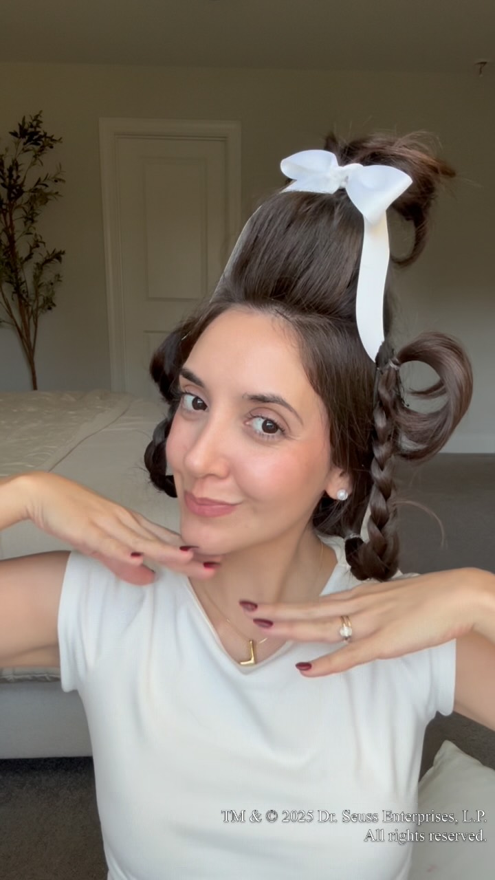 Instagram post by @itsluciasmith for Kitsch. Caption reads: Recreate Cindy Lou Who’s iconic hairstyle with us....